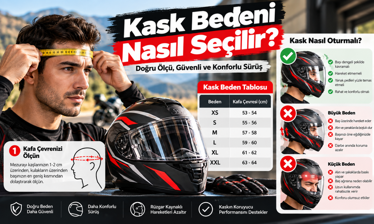 Motosiklet Kask Bedeni Nasıl Belirlenir? Doğru Kask Bedeni Nasıl Seçilir?