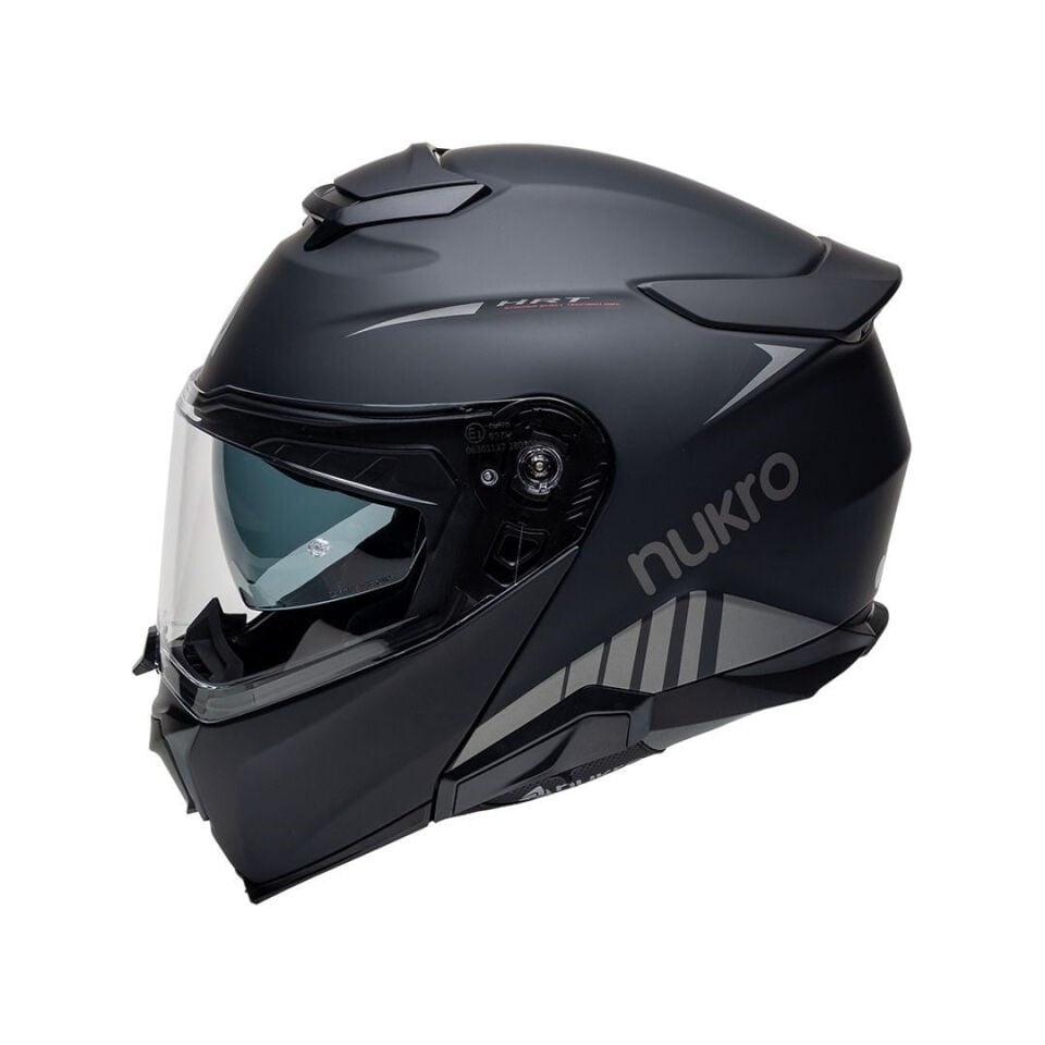 Nukro 937-SV Solid Matte Black Çene Açılır Kask