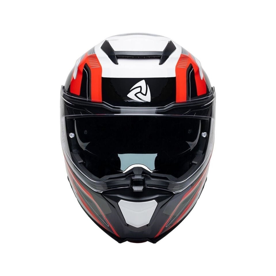 Nukro 937-SV Glossy White Red Black Çene Açılır Kask