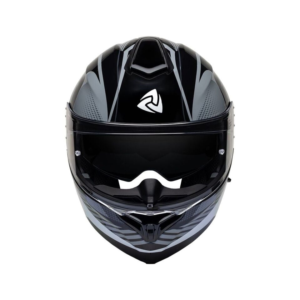 Nukro 938-SV Glossy Black White Gray Çene Açılır Kask