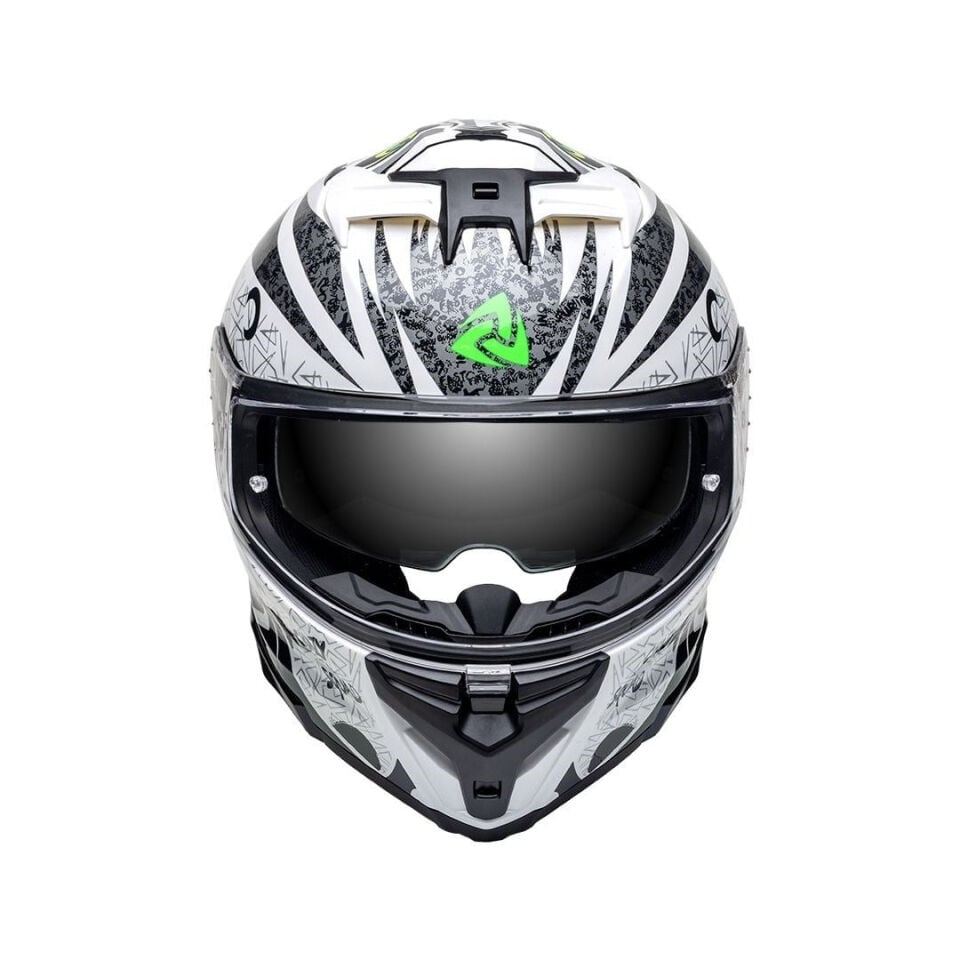 Nukro 912-SV Glossy White Fluo Yellow Kapalı Kask