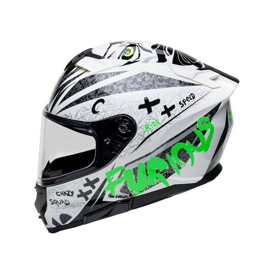 Nukro 912-SV Glossy White Fluo Yellow Kapalı Kask