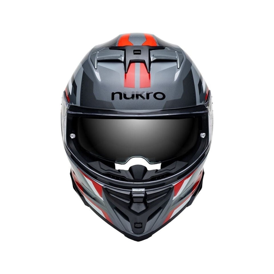 Nukro 912-SV Glossy Gray Red Kapalı Kask