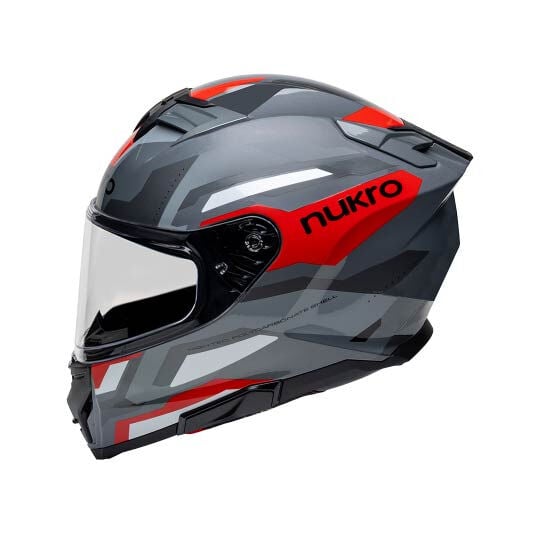 Nukro 912-SV Glossy Gray Red Kapalı Kask