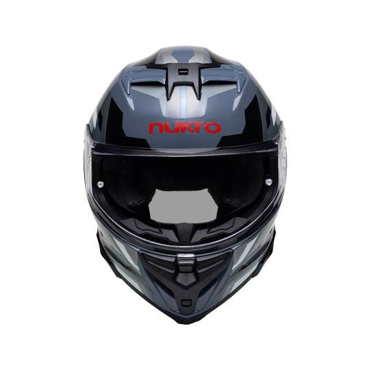 Nukro 912-SV Glossy Black Gray Kapalı Kask