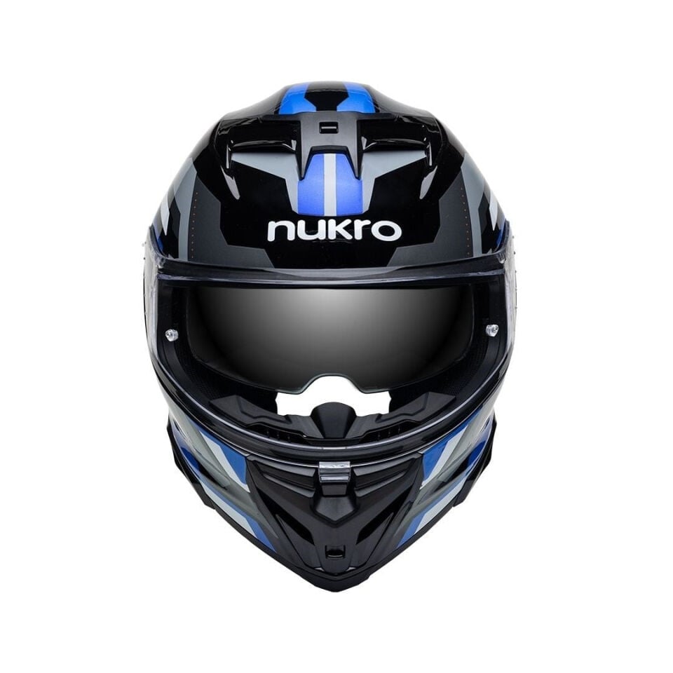 Nukro 912-SV Glossy Black Blue Gray Kapalı Kask