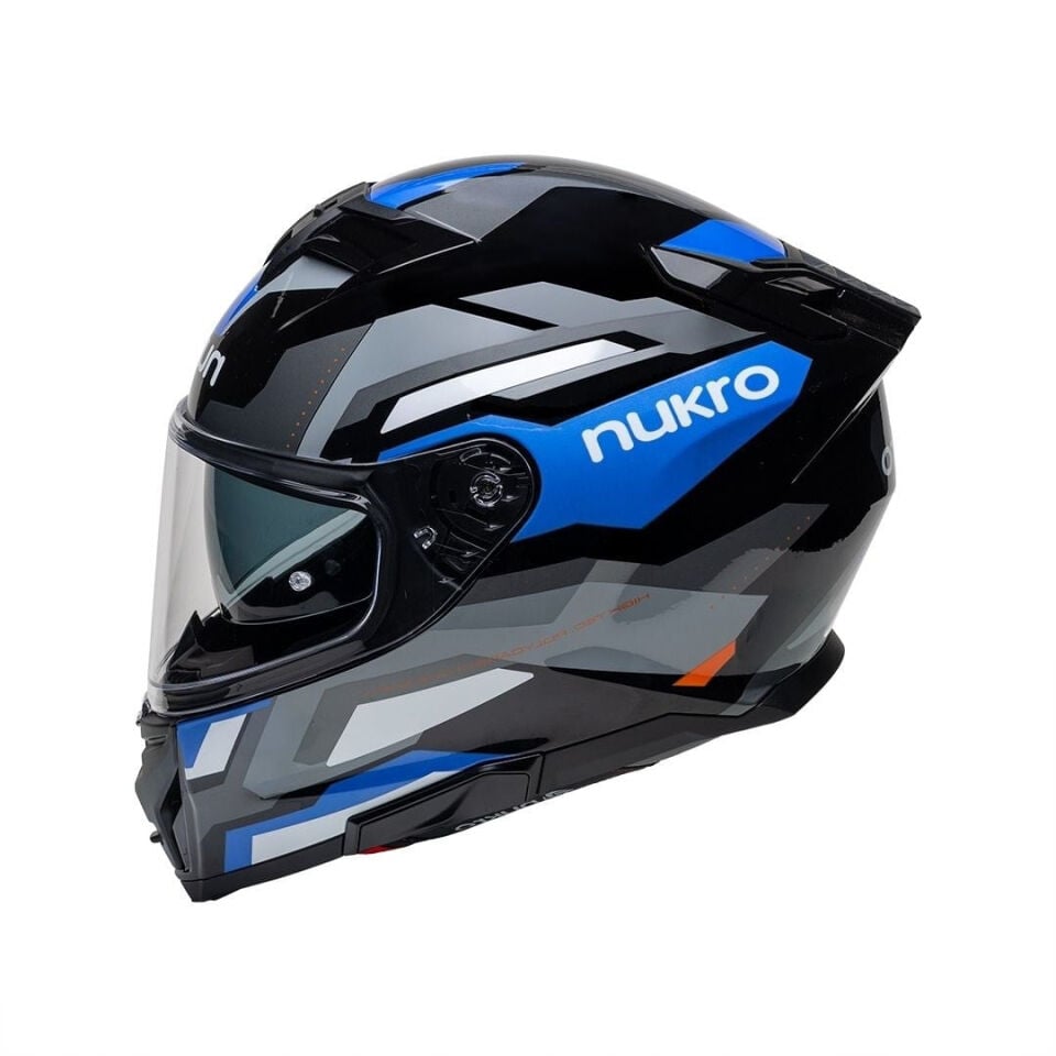 Nukro 912-SV Glossy Black Blue Gray Kapalı Kask