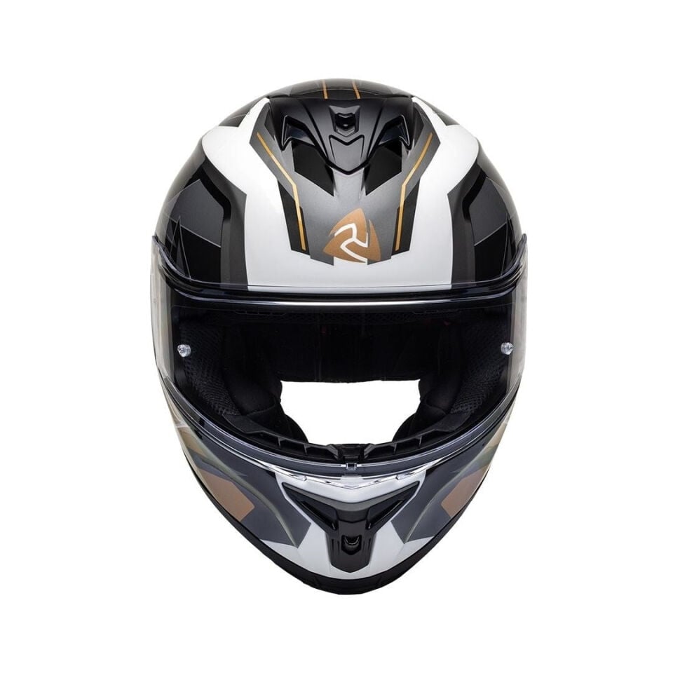 Nukro 986-A Glossy White Brown Gray Kapalı Kask