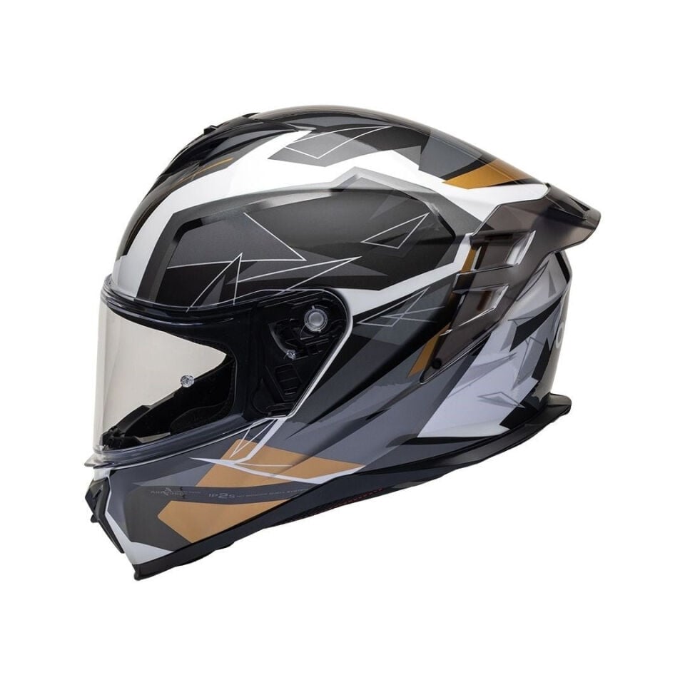 Nukro 986-A Glossy White Brown Gray Kapalı Kask