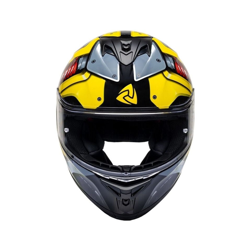Nukro 986-A Glossy Black Yellow Red Kapalı Kask