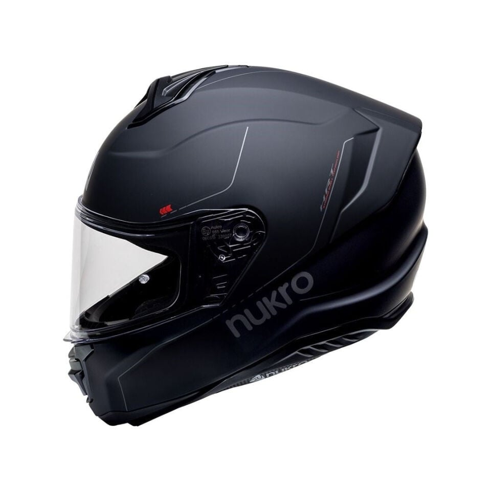 Nukro 987 Matt Black Red Kapalı Kask