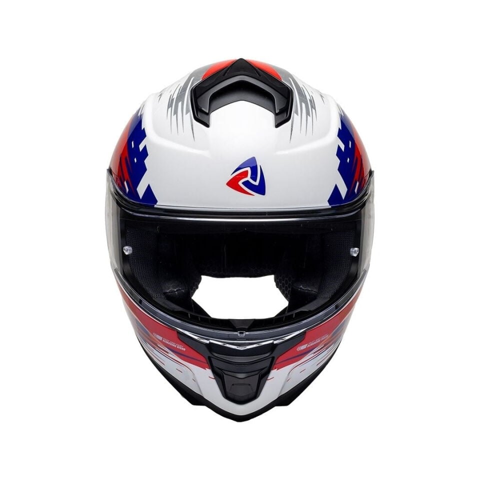 Nukro 987 Glossy White Red Blue Kapalı Kask