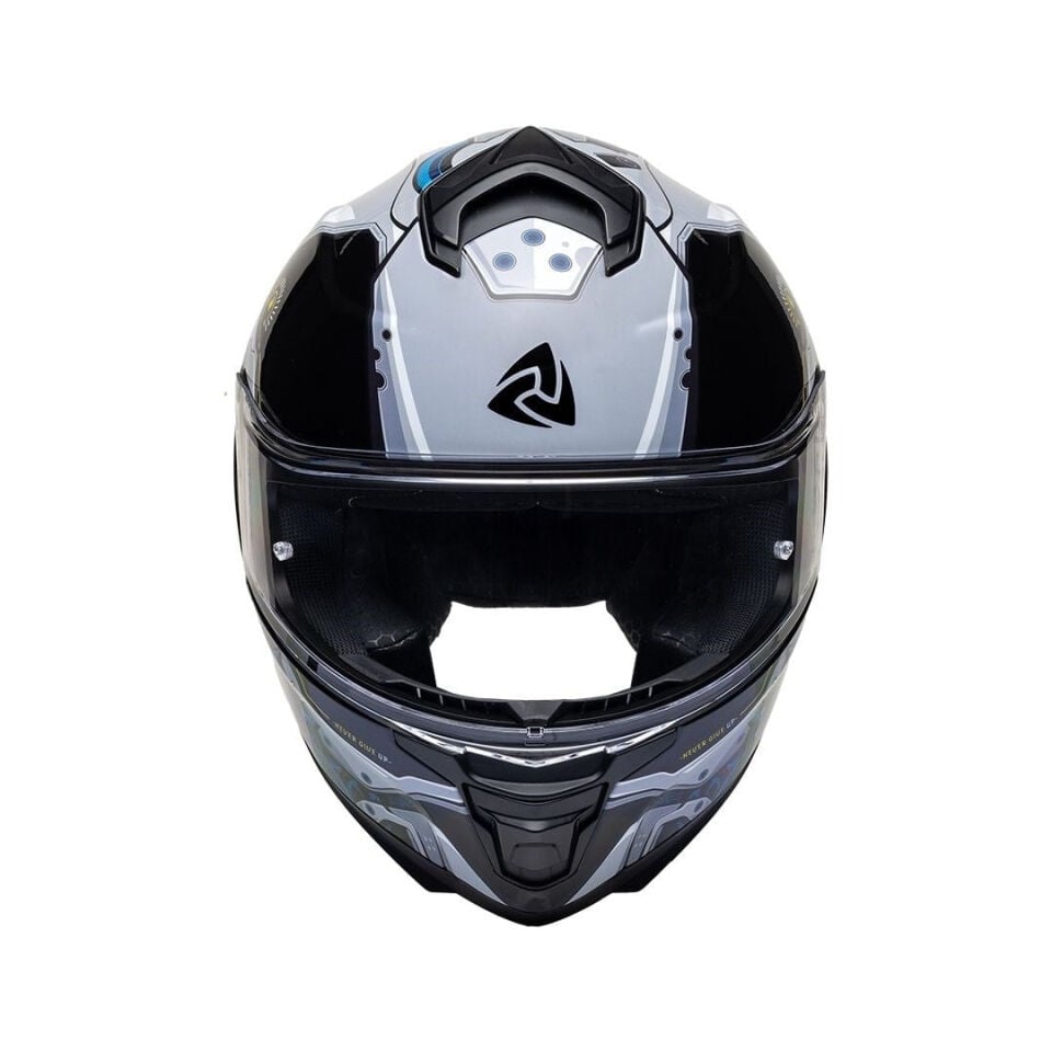 Nukro 987 Glossy Black Blue Red Kapalı Kask