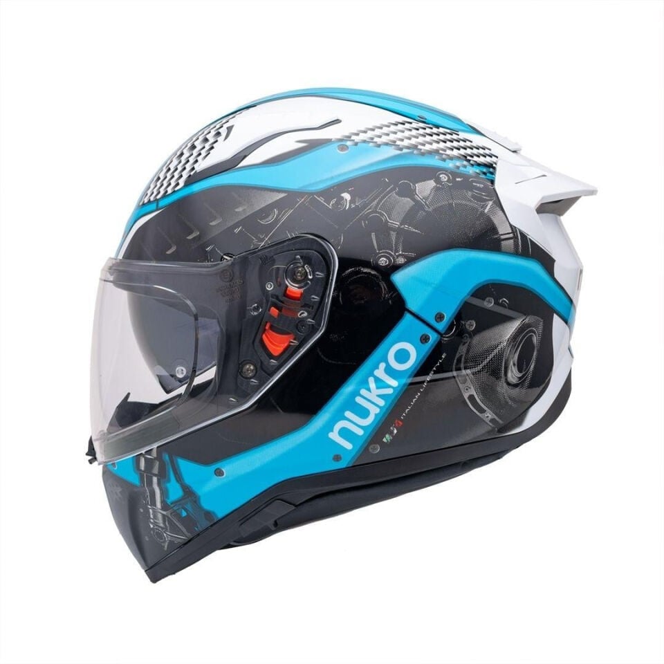 Nukro B-506 Level White-Blue Kapalı Kask