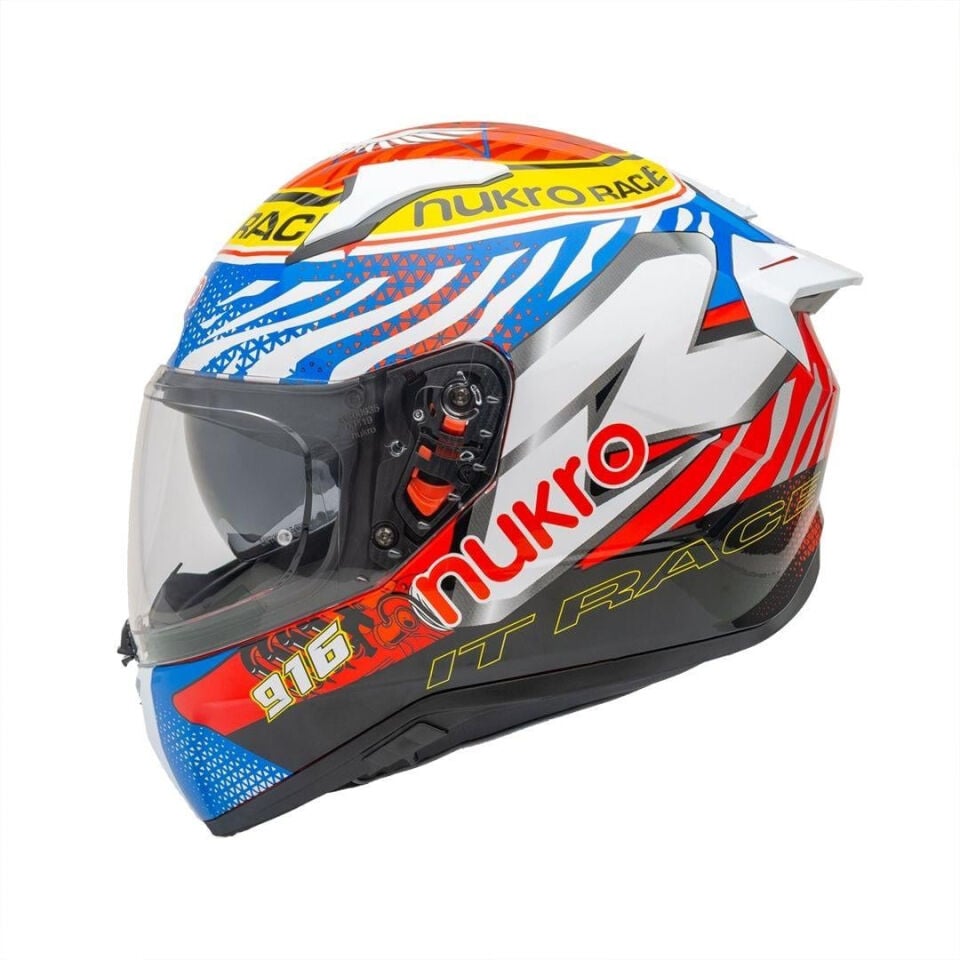 Nukro B-506 Force Red-Blue-Yellow Kapalı Kask