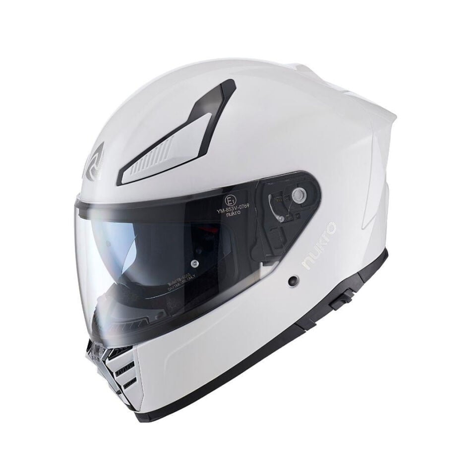Nukro YM-853 Solid Gloss White Kask