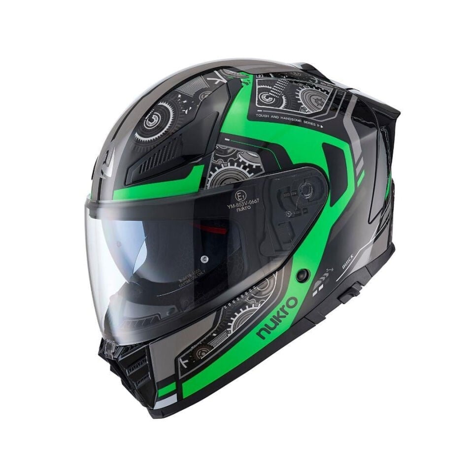 Nukro YM-853 Combat Green Black Kapalı Kask