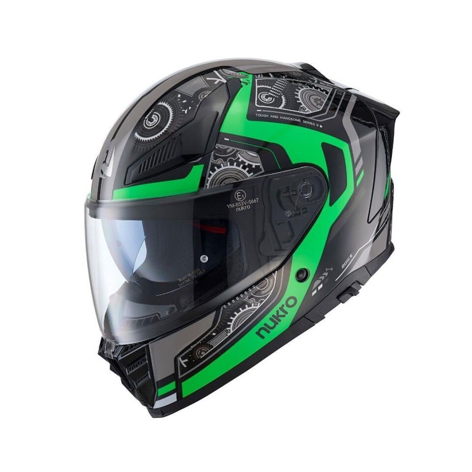 Nukro YM-853 Combat Green Black Kapalı Kask