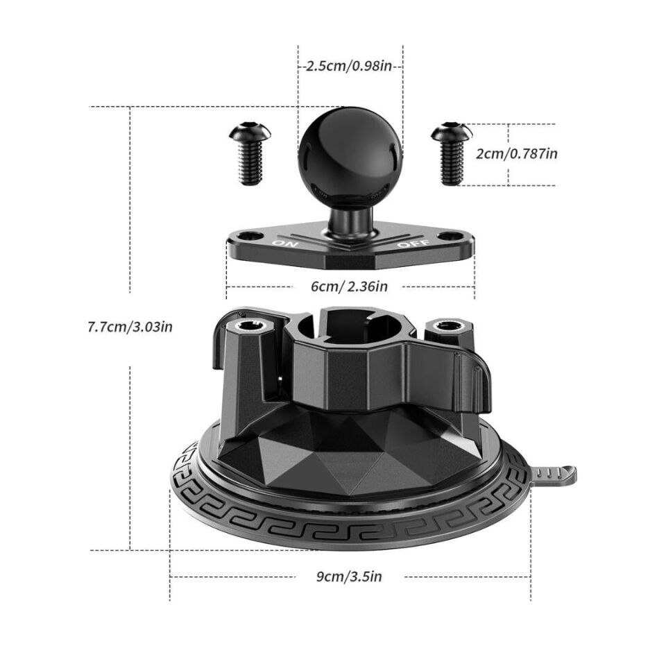 Araç Vantuzlu Kamera Adaptörü 25mm DJI & Insta360 Uyumlu